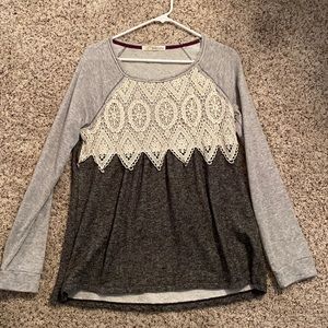 Rewind grey and lace sweater. Large